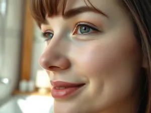 Profesjonalistka wykonuje manicure babyboomer z płynnym przejściem od różu do bieli na paznokciach klientki.